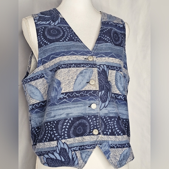 Vivaldi Other - Vivaldi Denim Vest With Tribal And Feather Print